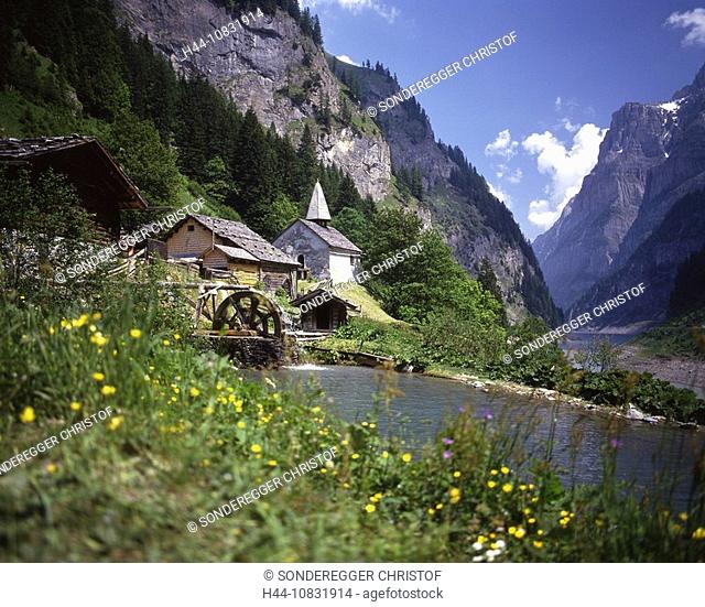 Switzerland, Europe, St.Martin, Calfeisental, Calfeisen valley, canton St. Gallen, Walser colony, Village, Mountain vi