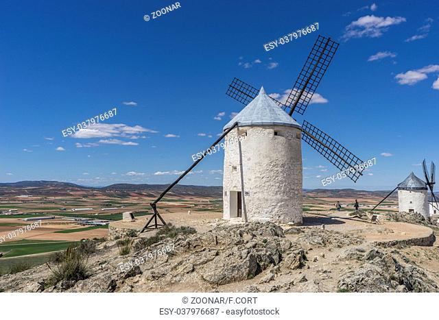 windmills of Consuegra in Toledo City, were used to grind grain of wheat and barley