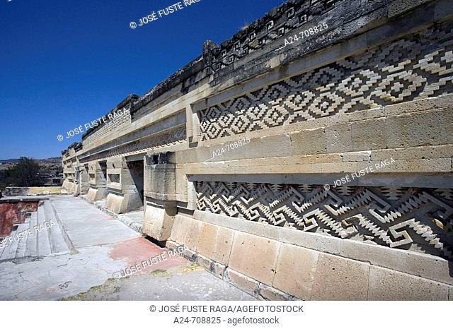 Zapoteca Culture. Ruins of the religious complex. Stone mosaic.  Oxaca State, near Oxaca city. Tlacolula Valley-Mitla city
