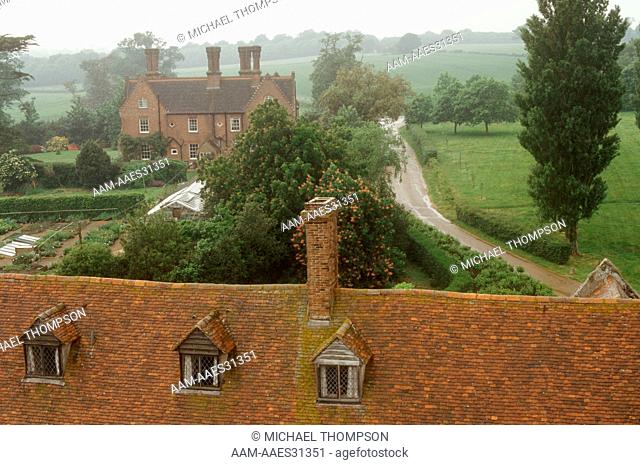 Tile roof & 1855 Victorian Farm House, now a B&B, Sissinghurst Castle Garden, Kent, England