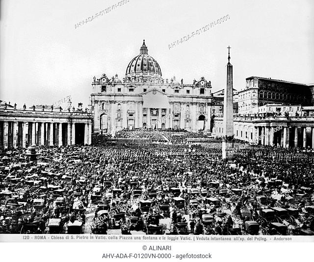 Pilgrim's crowd in Piazza San Pietro, State of the Vatican City, Rome (1506 -1626), shot 1865 ca. by Anderson, James