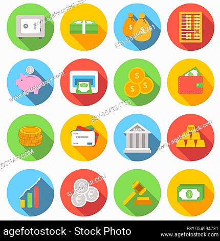 Money Flat icon set for web and mobile application