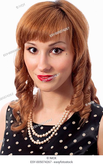 Retro girl with pearl necklace
