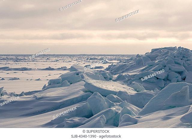 Pressure Ridge in Pack Ice Over the Chukchi Sea