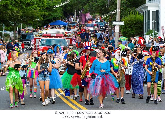 USA, Massachusetts, Cape Ann, Rockport, Fourth of July Parade, the Clown Band
