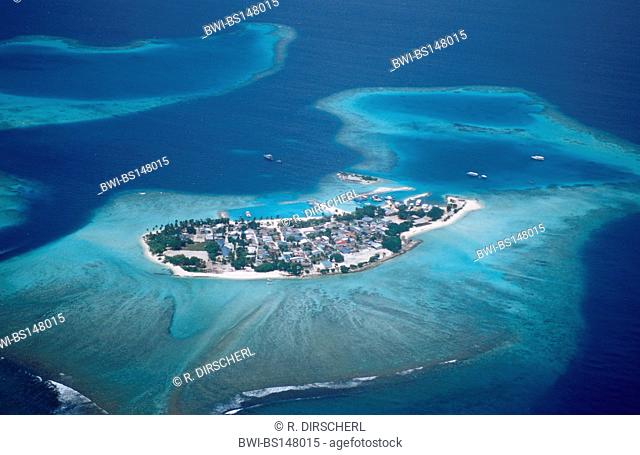 aerial view of local inhabitants island, South-Male Atoll, Maldives