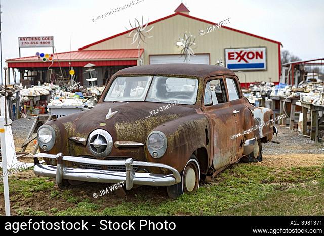 Boaz, Kentucky - A rusty 1950 Studebaker Commander, with its famous bullet nose, at the Anything Goes Trading Company's flea market