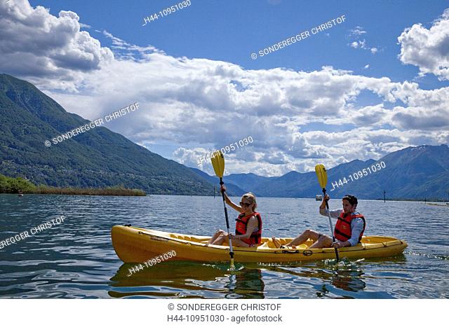 Switzerland, Europe, river, flow, brook, body of water, waters, water, ship, boat, ships, boats, lake, summer, water, water sport, canton, TI, Ticino