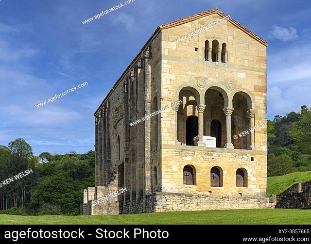 Pre-Romanesque Church of Santa Maria del Naranco, Oviedo, Asturias, Spain. Santa Maria del Naranco is part of the UNESCO World Heritage site Monuments of Oviedo...