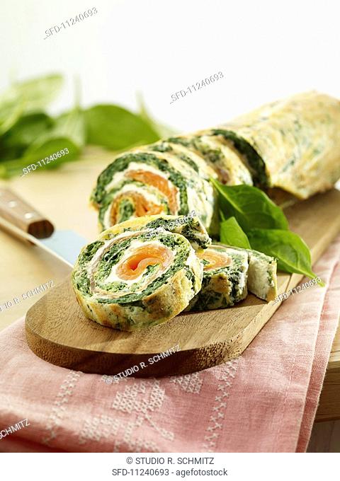 Spinach roulade with smoked salmon