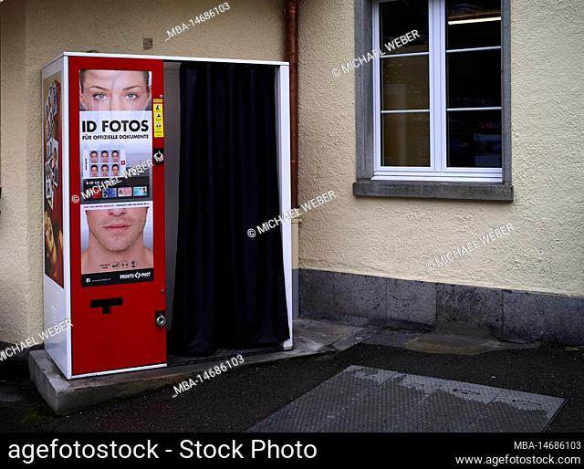 Passport photo booth, Fotofix, for biometric passport photos, Grindelwald, Canton Bern, Switzerland