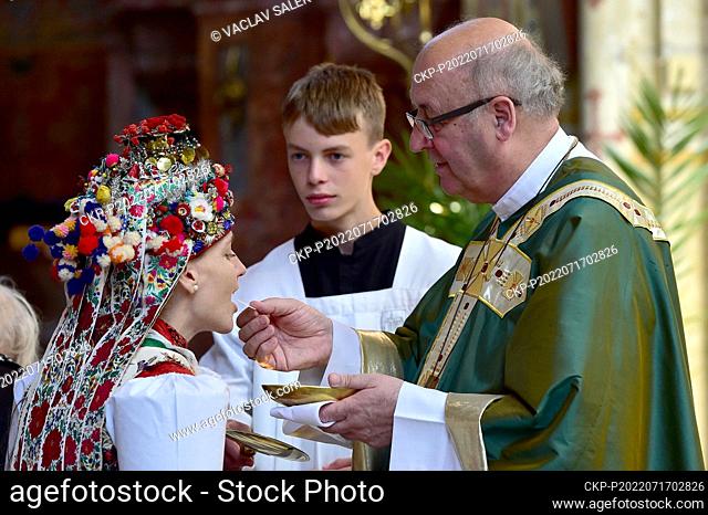 A mass celebrated by Prague Archbishop and Czech Catholic Primate Jan Graubner, right, in Brno's Basilica of the Assumption of Our Lady on Sunday, July 17, 2022