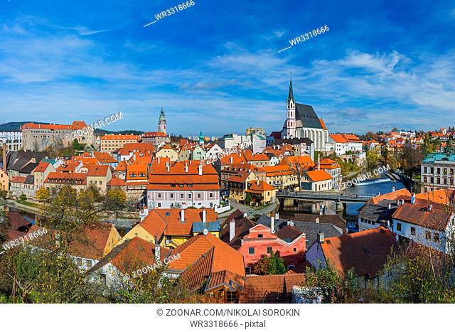 Cesky Krumlov cityscape in Czech Republic - travel and architecture background