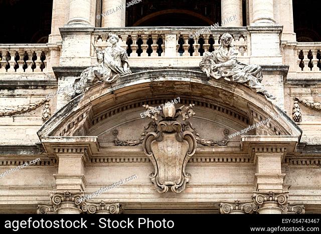 Facade of Basilica di Santa Maria Maggiore in Rome, Italy
