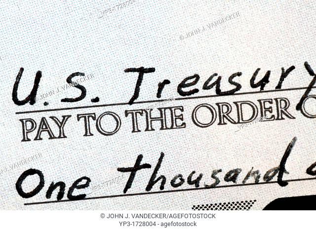 Check made out to the U S Treasury