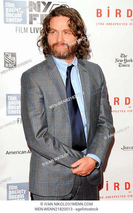 52nd New York Film Festival Closing Night Gala Presentation of ""BIRDMAN: OR THE UNEXPECTED VIRTUE OF IGNORANCE"" - Red Carpet Arrivals Featuring: Zach...