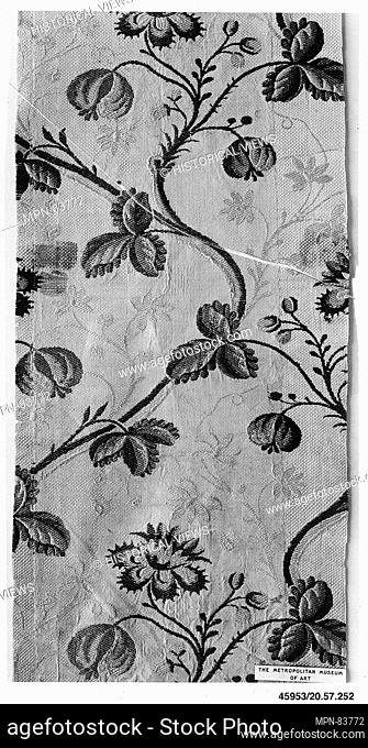 Piece. Date: ca. 1750; Culture: French; Medium: Silk; Dimensions: 8 1/2 x 34 inches (21.6 x 86.4 cm); Classification: Textiles-Woven