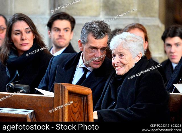 Son of Karel Schwarzenberg Jan and widow Therese attend the Requiem mass led by Archbishop of Vienna and Cardinal Christoph Schonborn in commemoration of late...
