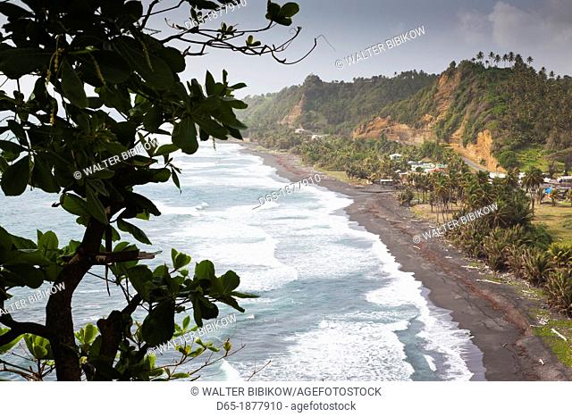 St  Vincent and the Grenadines, St  Vincent, Windward Coast, Black Point, elevated coast view