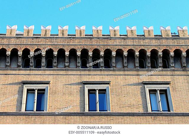 Facade of a medieval building in Rome