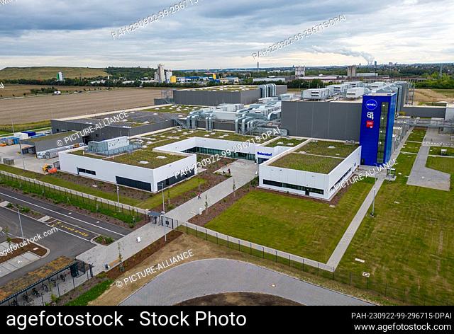 22 September 2023, Saxony, Leipzig: View of Beiersdorf's new plant. The Hamburg-based Dax company Beiersdorf officially opened its new production center in...