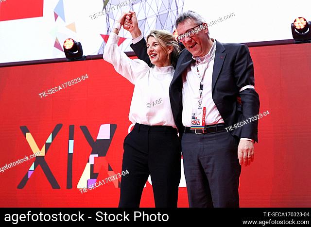 Yolanda Diaz, second vice-president of Spain and Minister of Labour and Social Economy, and Maurizio Landini, CGIL National Secretary