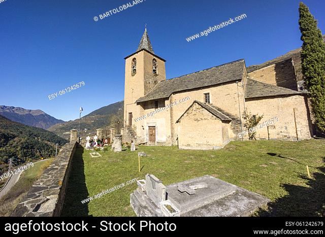 Church of Sant Peir de Betlan, XI century, Betlan, Valle de Aran, Pyrenees mountain range, Spain, Europe