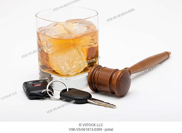 Whiskey gavel and car keys