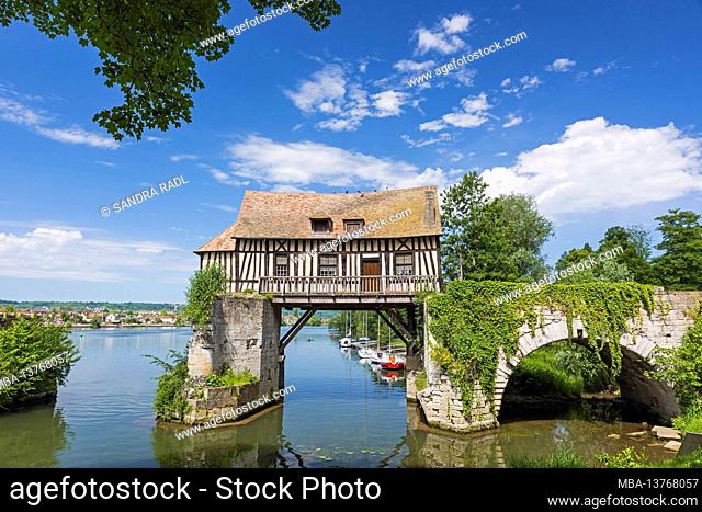 Le Vieux Moulin de Vernon, old customs house and landmark on the banks of the Seine, Vernon, France, Normandy, Eure department