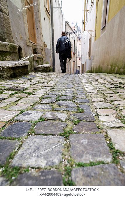 Typical Stone surface of Alfama, Lisbon, Portugal