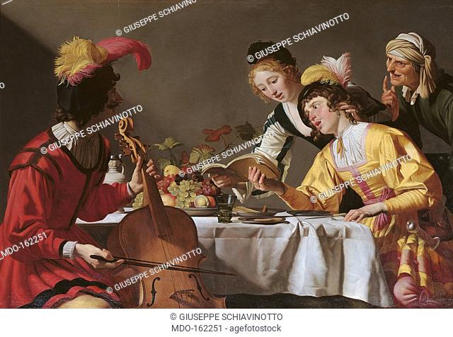 Concert, by Gerrit Van Honthorst known as Gherardo delle Notti, 1625, 17th Century, oil on canvas, cm 168 x 202. Italy, Lazio, Rome, Borghese Gallery