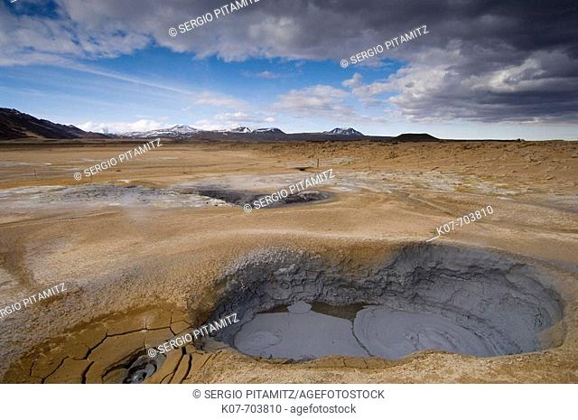 Hverir geothermal fields at the foot of Namafjall mountain, Myvatn lake area, Iceland