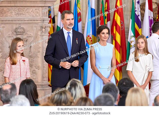 June 19, 2019 - Madrid, Madrid, Spain - King Felipe VI of Spain, Queen Letizia of Spain, Crown Princess Leonor and Princess Sofia attends to Imposition of...