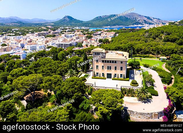 Spain, Mallorca, Cala Ratjada, Aerial view of Sa Torre Cega palace