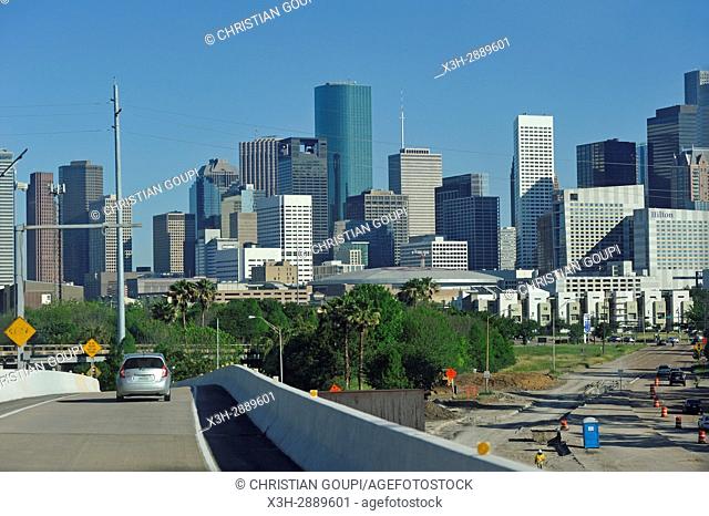 skyline view from the south of Houston, Texas, United States of America, North America