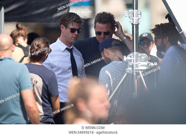 Chris Hemsworth is spotted on set during day 1 of the shoot for the new Men In Black spin off movie. Featuring: Chris Hemsworth Where: London