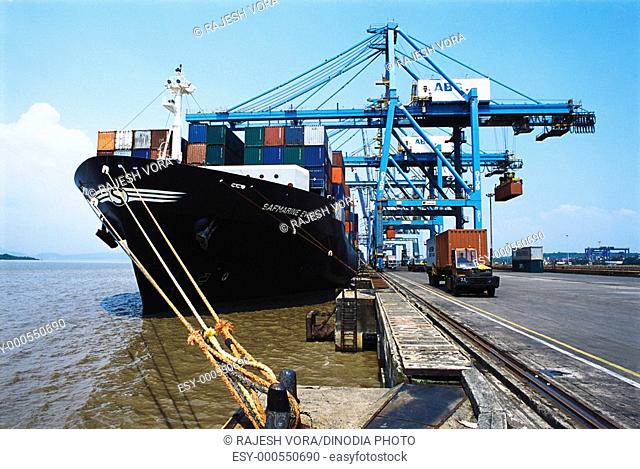 Containers loading at port , NHAVA SEVA , India
