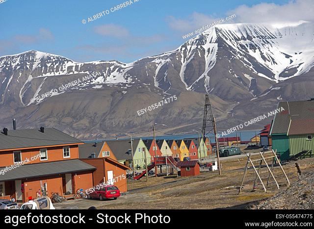 Colorful Houses, Longyearbyen, Arctic, Spitsbergen, Svalbard, Norway, Europe