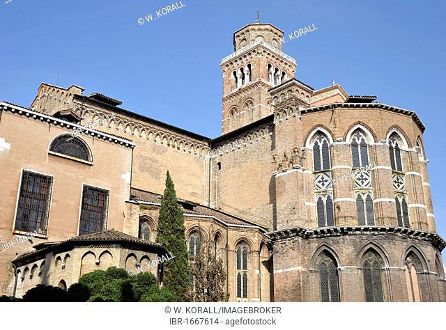 Apse and west facade, Church of Santa Maria Gloriosa dei Frari, Venezia, Venice, Italy, Europe