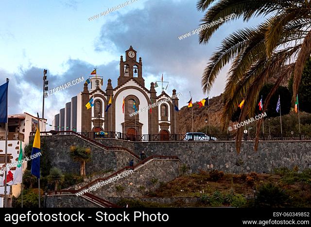 Church at Santa Lucia, Gran Canaria, at the day of the Fiesta for the patron saint, Santa Lucia