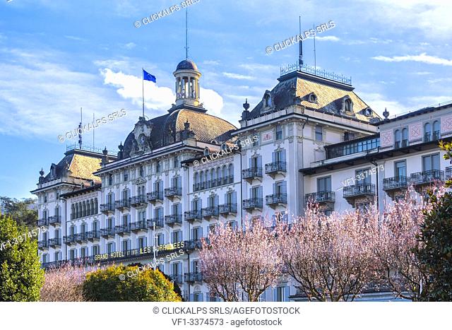 Grand Hotel et des Iles Borromees in spring. Stresa, Lake Maggiore, Piedmont, Italy. Europe