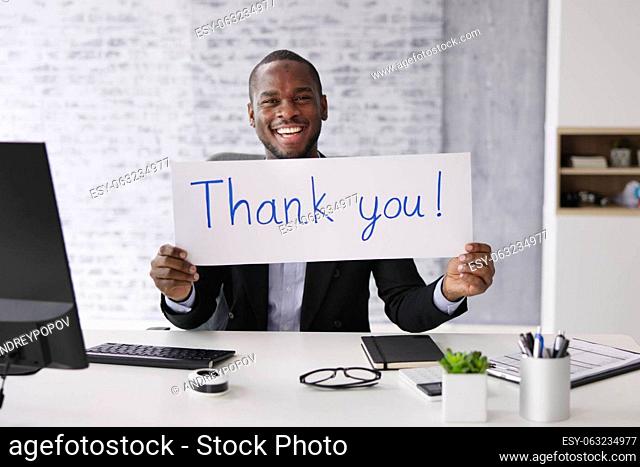Thank You Corporate Job Appreciation Sign. Grateful Business Man