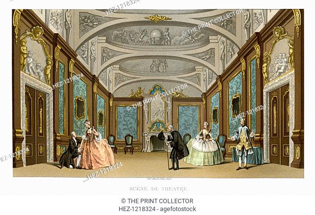 Scene from a play, (1885). Theatrical scene. Illustration from 18th Century Institutions, Usages And Costumes, France 1700-1789, by Paul Lacroix, (Paris, 1885)
