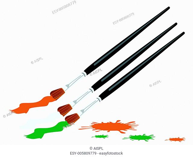 A vector illustration of three paint brush color in Indian trio