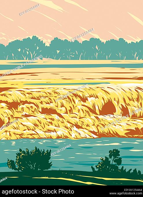 WPA poster art of Hot Springs State Park located in Thermopolis, Wyoming, United States of America USA done in works project administration style