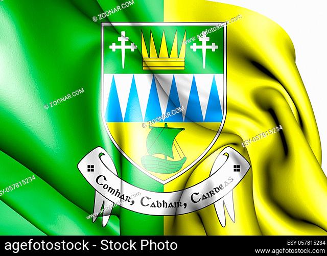 3D Flag of Kerry county, Ireland. 3D Illustration