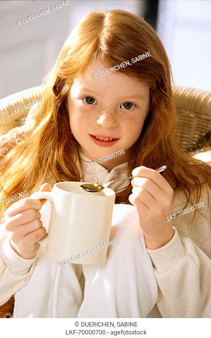Girl drinking tea 7 years