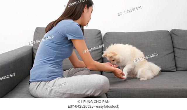 Woman training her dog
