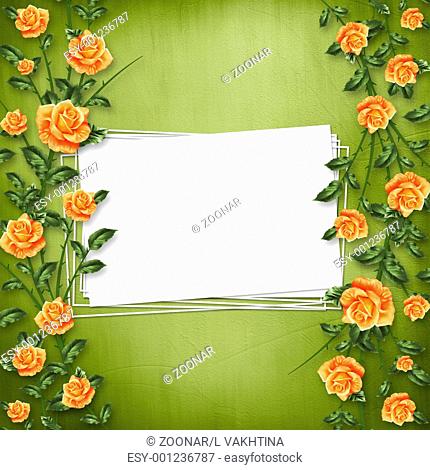 grunge paper for painting with congratulation rose
