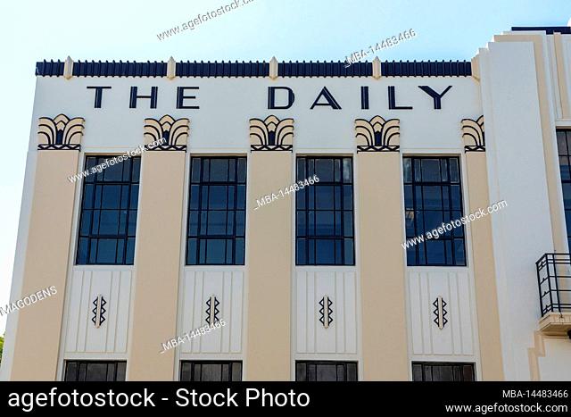 Art Deco building The Daily Telegraph in downtown Napier, North Island of New Zealand